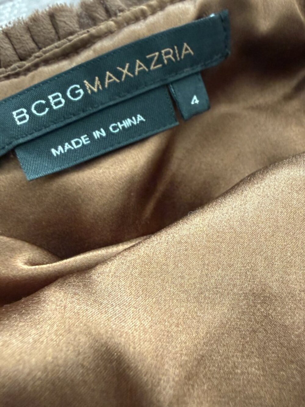 BCBGMAXAZARIA Y2K 100% Silk Mini Dress Brown Size 4 Party Homecoming - Picture 9 of 9